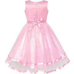 Flower Girls Dress Pink Princess Crown Dress Up Party  Size 4-12 Years