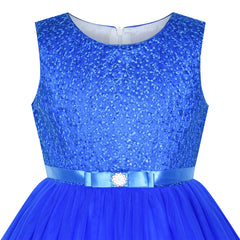 Flower Girls Dress Cobalt Blue Princess Crown Dress Up Party  Size 4-12 Years