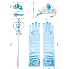 Girls Dress Ice Blue Tulle Ruffle Princess Crown Fairy Wand Clips Size 4-8 Years