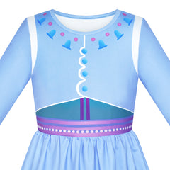 Princess Dress Costume Ice Blue Snow Queen Cosplay Size 4-8 Years
