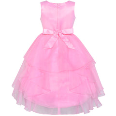 Flower Girls Dress Pink Wedding Pageant Magic Wand Tiara Size 5-12 Years
