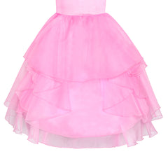 Flower Girls Dress Pink Wedding Pageant Magic Wand Tiara Size 5-12 Years