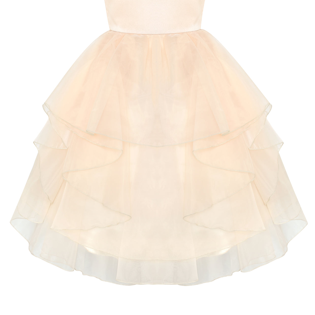 Flower Girls Dress Beige Wedding Pageant Magic Wand Crown Size 5-12 Years
