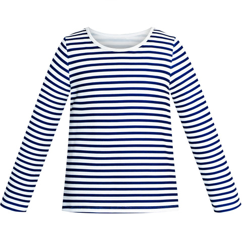 Girls Tee Navy Blue Striped T-shirt Size 4-12 Years