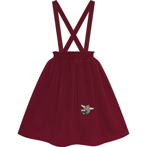 Girls Dress Wine Red Suspender Skirt School Uniform Size 4-12 Years