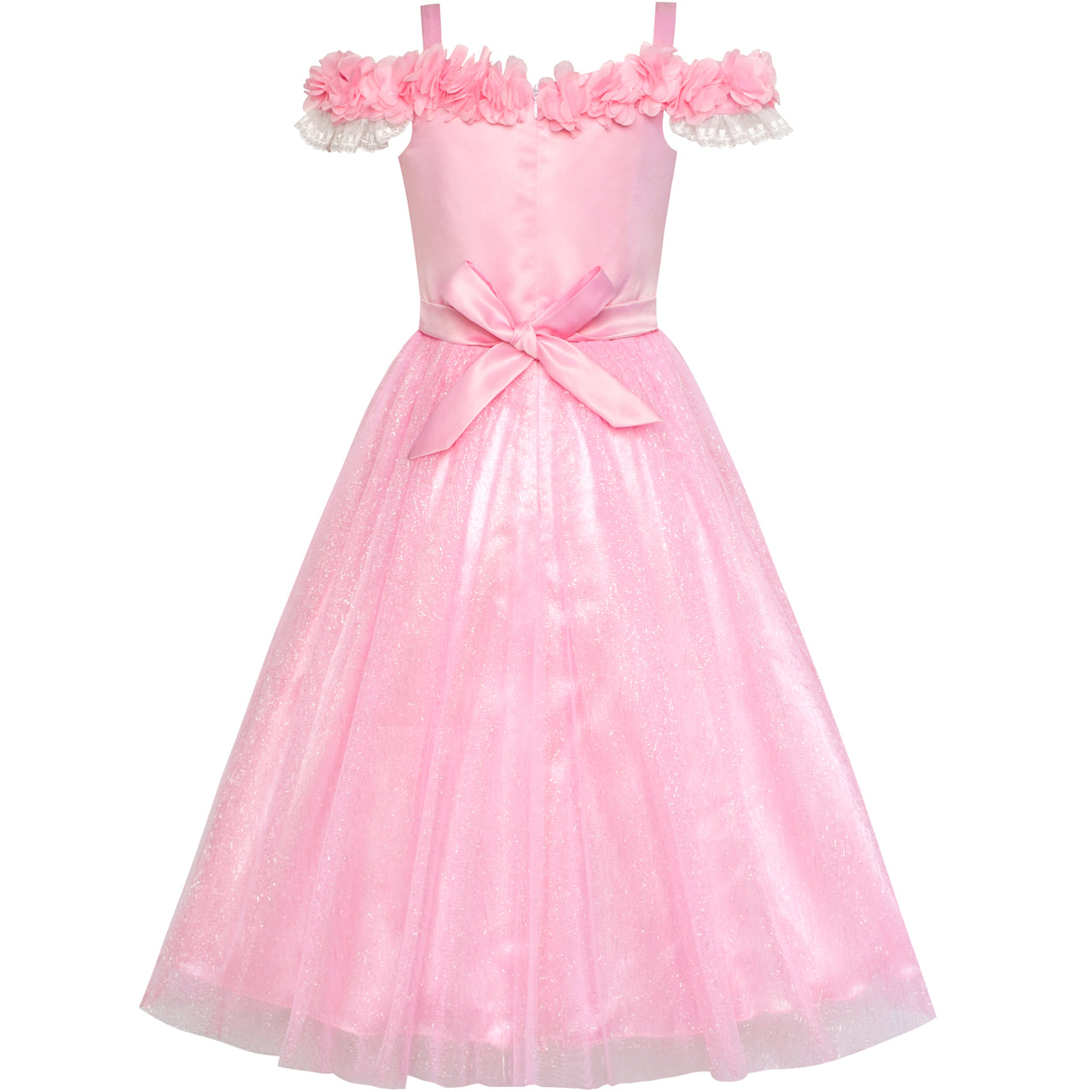 Girls Dress Cold Shoulder Princess Cosplay Crown Wand Size 6-12 Years