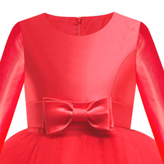 Girls Dress Long Sleeve Red Ball Gown Wedding Party Pageant Size 6-12 Years
