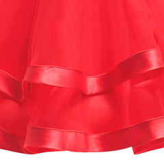 Girls Dress Long Sleeve Red Ball Gown Wedding Party Pageant Size 6-12 Years