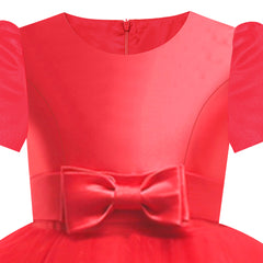 Girls Dress Short Sleeve Red Ball Gown Wedding Party Pageant Size 6-12 Years