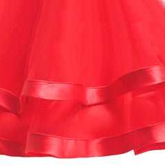 Girls Dress Short Sleeve Red Ball Gown Wedding Party Pageant Size 6-12 Years