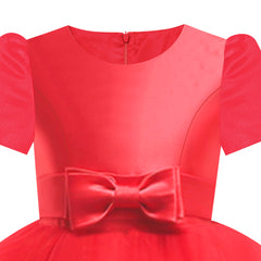 Girls Dress Short Sleeve Red Ball Gown Wedding Party Pageant Size 6-12 Years