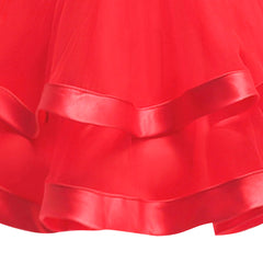 Girls Dress Short Sleeve Red Ball Gown Wedding Party Pageant Size 6-12 Years
