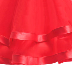 Girls Dress Sleeveless Red Ball Gown Wedding Party Pageant Size 6-12 Years
