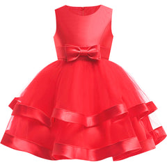 Girls Dress Sleeveless Red Ball Gown Wedding Party Pageant Size 6-12 Years
