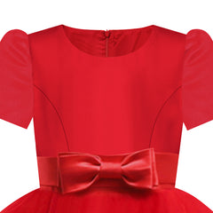 Girls Dress Short Sleeve Burgundy Ball Gown Wedding Party Pageant Size 6-12 Years