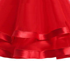 Girls Dress Short Sleeve Burgundy Ball Gown Wedding Party Pageant Size 6-12 Years