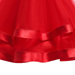 Girls Dress Short Sleeve Burgundy Ball Gown Wedding Party Pageant Size 6-12 Years