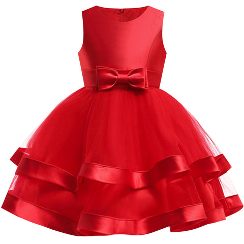Girls Dress Sleeveless Burgundy Ball Gown Wedding Party Pageant Size 6-12 Years