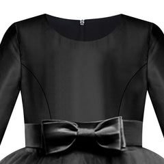 Girls Dress Long Sleeve Black Ball Gown Wedding Party Pageant Size 6-12 Years