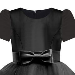 Girls Dress Short Sleeve Black Ball Gown Wedding Party Pageant Size 6-12 Years