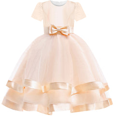 Girls Dress Champagne Red Ball Gown Wedding Party Pageant Size 6-12 Years