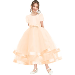 Girls Dress Champagne Red Ball Gown Wedding Party Pageant Size 6-12 Years