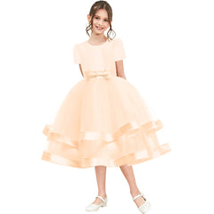 Girls Dress Champagne Ball Gown Wedding Party Pageant Size 6-12 Years