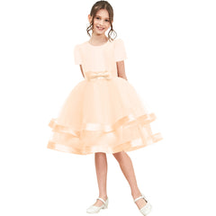 Girls Dress Champagne Ball Gown Wedding Party Pageant Size 6-12 Years