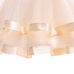 Girls Dress Champagne Ball Gown Wedding Party Pageant Size 6-12 Years