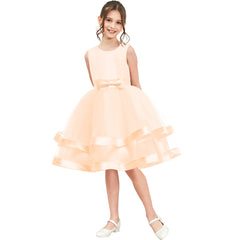 Girls Dress Sleeveless Champagne Ball Gown Wedding Party Pageant Size 6-12 Years