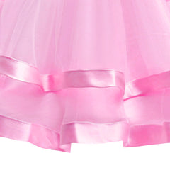 Girls Dress Long Sleeve Pink Ball Gown Wedding Party Pageant Size 6-12 Years