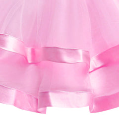 Girls Dress Long Sleeve Pink Ball Gown Wedding Party Pageant Size 6-12 Years