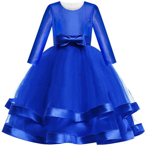 Girls Dress Royal Blue Bridesmaid Wedding Party Pageant Size 6-12 Years