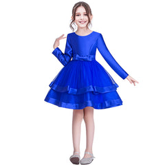 Girls Dress Long Sleeve Royal Blue Wedding Party Pageant Size 6-12 Years