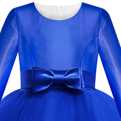 Girls Dress Long Sleeve Royal Blue Wedding Party Pageant Size 6-12 Years