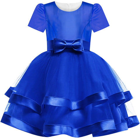 Girls Dress Royal Blue Ball Gown Wedding Party Pageant Size 6-12 Years