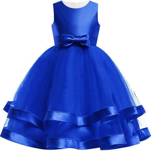 Girls Dress Royal Blue Ball Gown Wedding Party Pageant Size 6-12 Years
