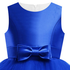 Girls Dress Sleeveless Royal Blue Ball Gown Wedding Party Size 6-12 Years