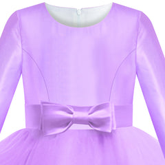 Girls Dress Long Sleeve Purple Ball Gown Wedding Party Pageant Size 6-12 Years