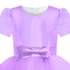 Girls Dress Short Sleeve Purple Ball Gown Wedding Party Pageant Size 6-12 Years