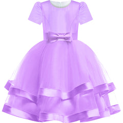 Girls Dress Purple Bridesmaid Ball Gown Wedding Party Pageant Size 6-12 Years