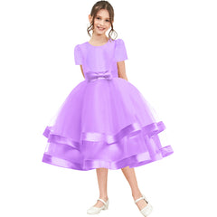 Girls Dress Purple Bridesmaid Ball Gown Wedding Party Pageant Size 6-12 Years
