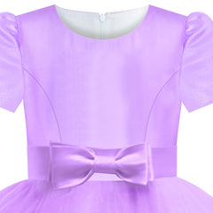 Girls Dress Short Sleeve Purple Ball Gown Wedding Party Pageant Size 6-12 Years