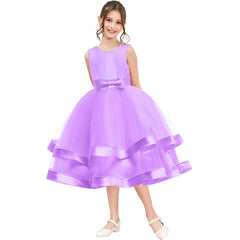 Girls Dress Sleeveless Purple Ball Gown Wedding Party Pageant Size 6-12 Years