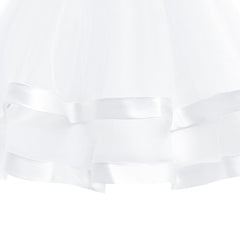 Girls Dress Long Sleeve White Ball Gown Wedding Party Pageant Size 6-12 Years