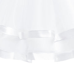 Girls Dress Short Sleeve White Ball Gown Wedding Party Pageant Size 6-12 Years