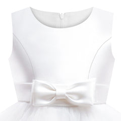Girls Dress Sleeveless White Ball Gown Wedding Party Pageant Size 6-12 Years