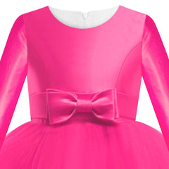 Girls Dress Rose Pink Ball Gown Wedding Party Pageant Size 6-12 Years