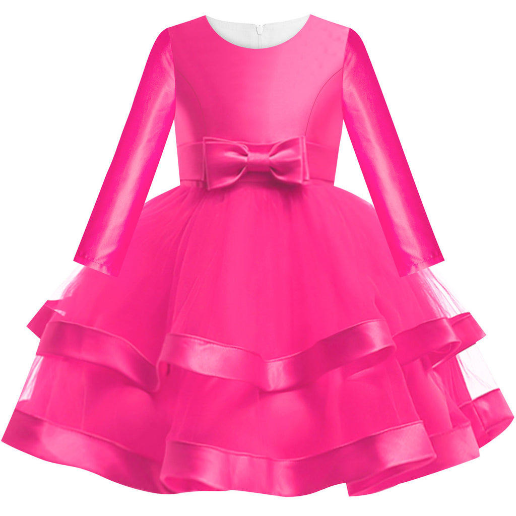 Girls Dress Deep Pink Ball Gown Wedding Party Pageant Size 6-12 Years