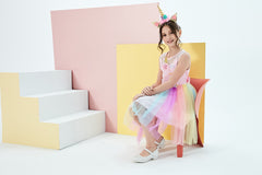 Girls Dress Unicorn Rainbow Tulle Unicorn Headband Party Size 4-10 Years
